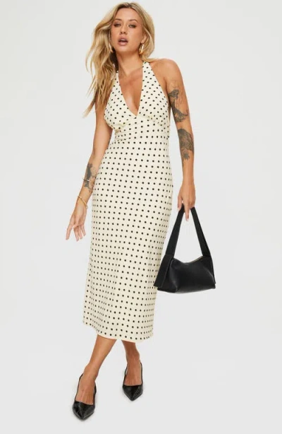 Princess Polly Kimbelle Polka Dot Halter Neck Dress In White