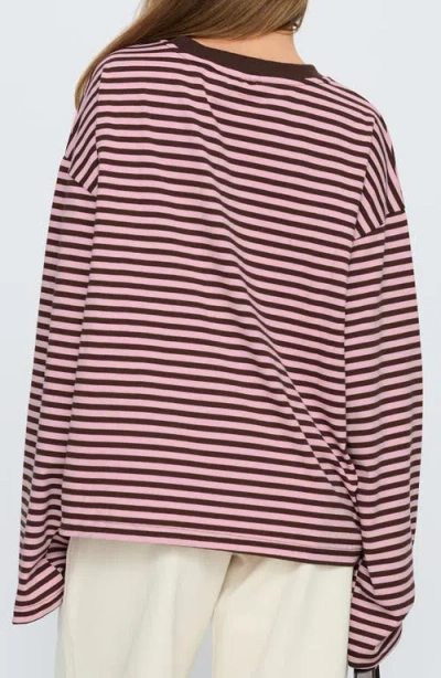 Princess Polly Settle Down Stripe Oversize T-shirt In Blue