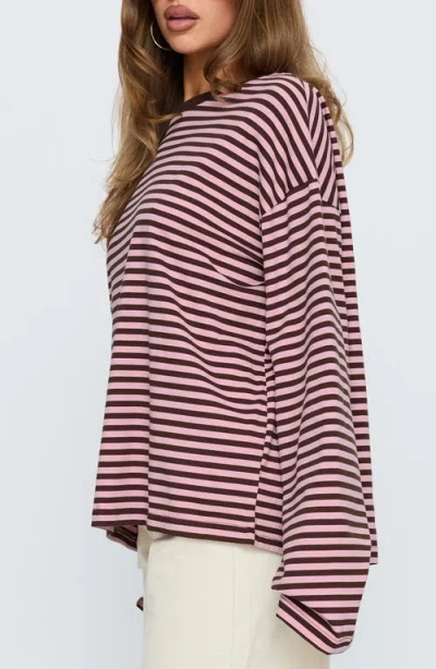 Princess Polly Settle Down Stripe Oversize T-shirt In Blue