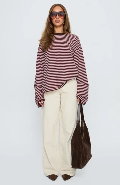 Princess Polly Settle Down Stripe Oversize T-shirt In Blue