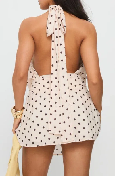 Princess Polly Natalea Polka Dot Halter Skirted Romper In White