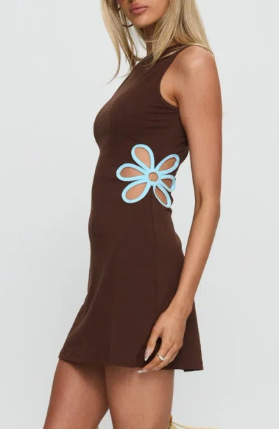 Princess Polly Shelbi Flower Cutout Cotton Blend Minidress In Black