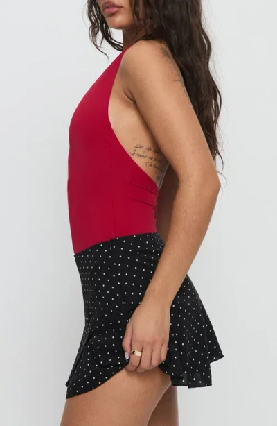 Princess Polly Sonsie Polka Dot Crossover Hem Miniskirt In Black