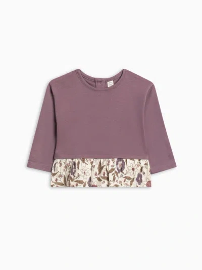 Colored Organics Organic Cotton Lily Long Sleeve Ruffle Hem Top In Purple