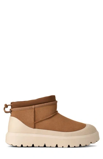 Ugg Cl Ultra Mini Weathe Ankle Boots In Leather Color Suede In Brown
