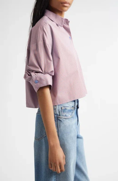 Twp Next Ex Stripe Cotton Crop Button-up Shirt In Pink
