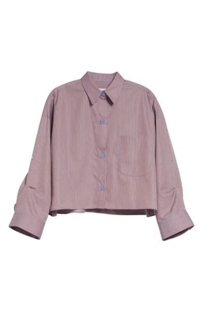 Twp Next Ex Stripe Cotton Crop Button-up Shirt In Pink