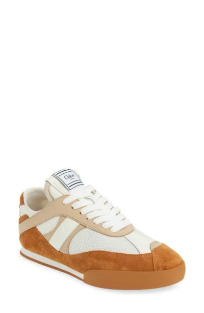 Chloé Kick Brown And White Sneakers In Mesh And Leather In Multi