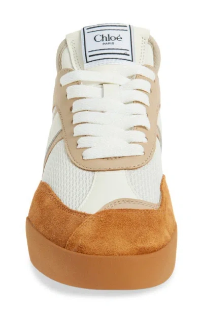 Chloé Kick Brown And White Sneakers In Mesh And Leather In Multi