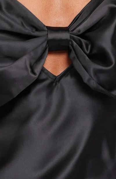 Petal And Pup Petal & Pup Kiari Bow Satin Minidress In Black