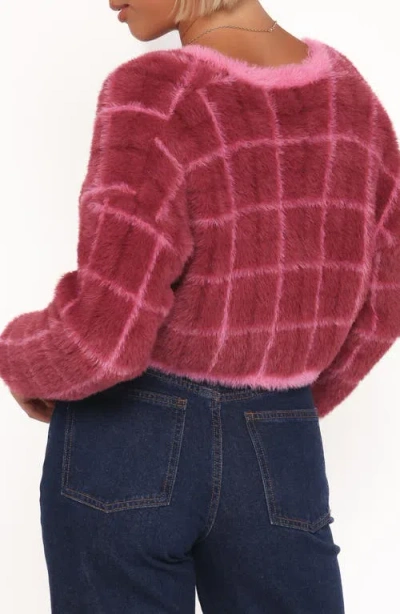 Petal And Pup Petal & Pup Viola Brushed Plaid Cardigan In Red
