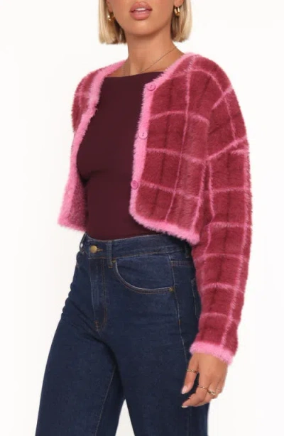 Petal And Pup Petal & Pup Viola Brushed Plaid Cardigan In Red