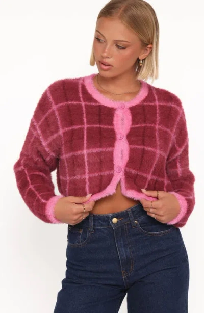 Petal And Pup Petal & Pup Viola Brushed Plaid Cardigan In Red