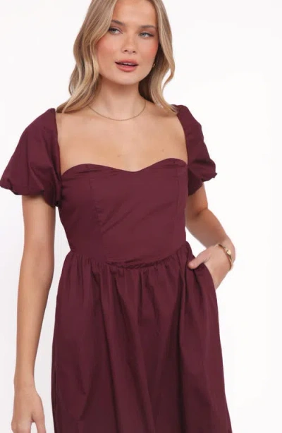 Petal And Pup Petal & Pup Remira Puff Sleeve Midi Dress In Brown
