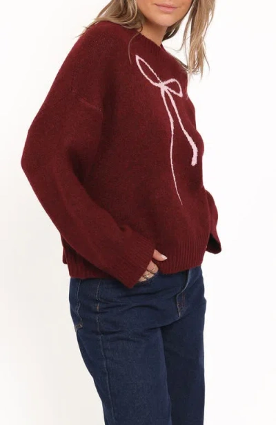 Petal And Pup Petal & Pup Kaori Bow Sweater In Burgundy