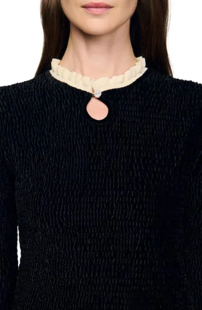 Sandro Smocked Long-sleeved Shirt In Black