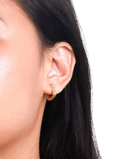 Devata Ribbed Square 14mm Hoop Earrings In Gold