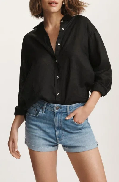 Mavi Jeans Oversize Linen Button-up Shirt In Black