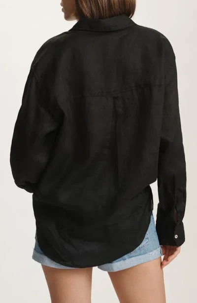 Mavi Jeans Oversize Linen Button-up Shirt In Black