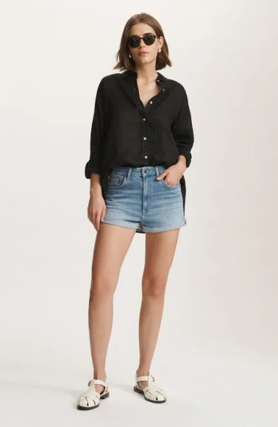 Mavi Jeans Oversize Linen Button-up Shirt In Black