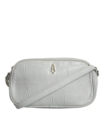 Pre-owned Aniye By White Croc Print Leather Crossbody Sling Women's Bag ()