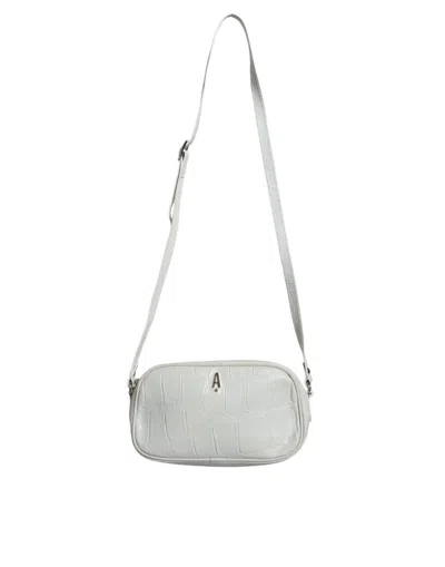 Pre-owned Aniye By White Croc Print Leather Crossbody Sling Women's Bag ()