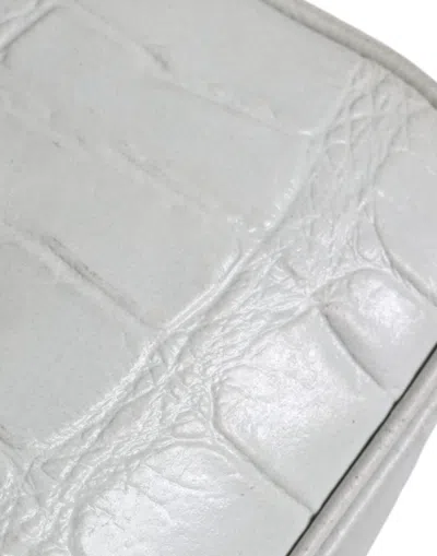 Pre-owned Aniye By White Croc Print Leather Crossbody Sling Women's Bag ()