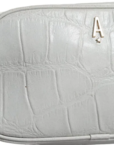 Pre-owned Aniye By White Croc Print Leather Crossbody Sling Women's Bag ()