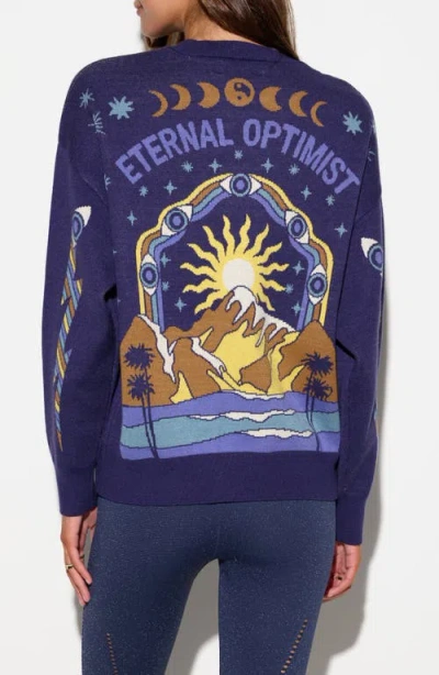 Spiritual Gangster Alpine Glow Claire Sweater In Blue