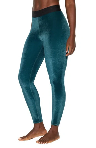 Spiritual Gangster Addison High Waist Velour Leggings In Blue
