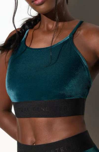 Spiritual Gangster Shiloh Velour Sports Bra In Blue