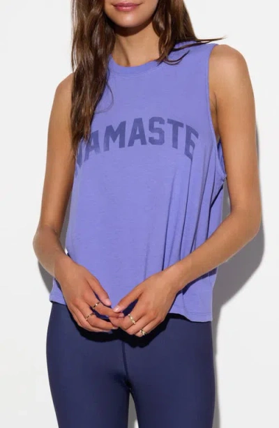 Spiritual Gangster Namaste Vibe Cotton Graphic Tank In Blue