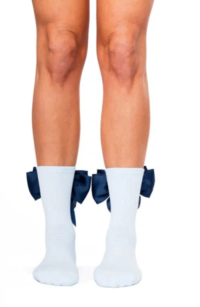 Arebesk Anna Bow No-slip Grip Crew Socks In Black