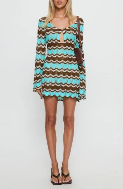 Princess Polly Suka Open Stitch Long Sleeve Minidress In Multi