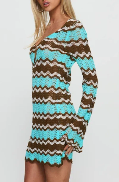 Princess Polly Suka Open Stitch Long Sleeve Minidress In Multi