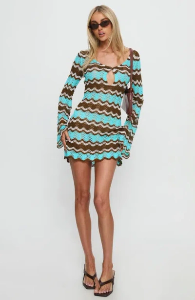 Princess Polly Suka Open Stitch Long Sleeve Minidress In Multi