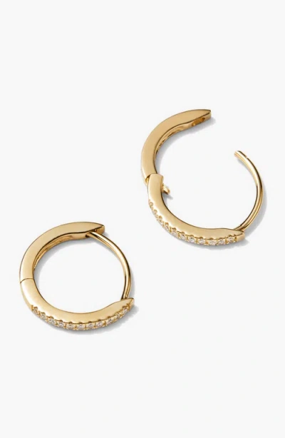 Mejuri Pave Diamond Huggie Hoops In Yellow