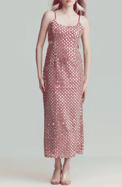 Holichic Lily Foil Embroidery Sheath Dress In Pink