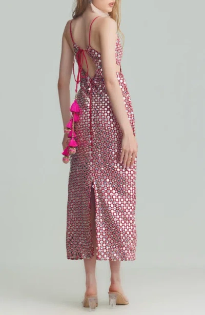 Holichic Lily Foil Embroidery Sheath Dress In Pink