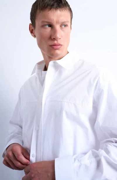 Topman Oversize Cotton Poplin Button-up Shirt In White