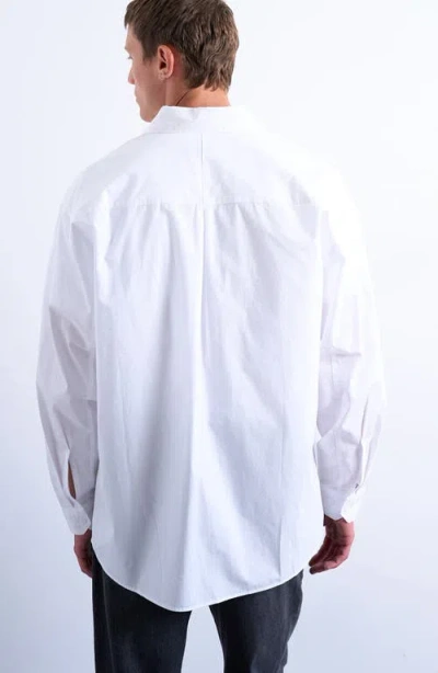Topman Oversize Cotton Poplin Button-up Shirt In White