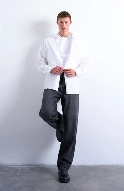 Topman Oversize Cotton Poplin Button-up Shirt In White