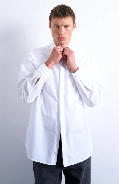 Topman Oversize Cotton Poplin Button-up Shirt In White