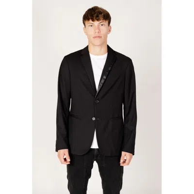 Armani Exchange Black Polyester Blazer In Blue