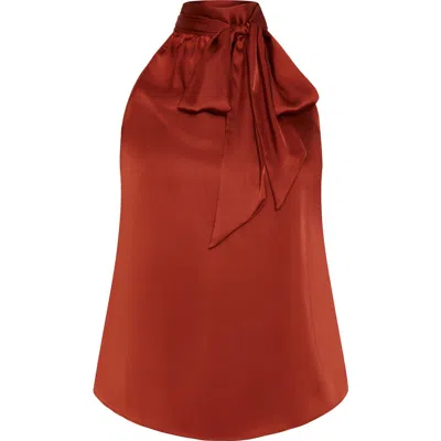 City Chic Eileen Sleeveless Satin Top In Red
