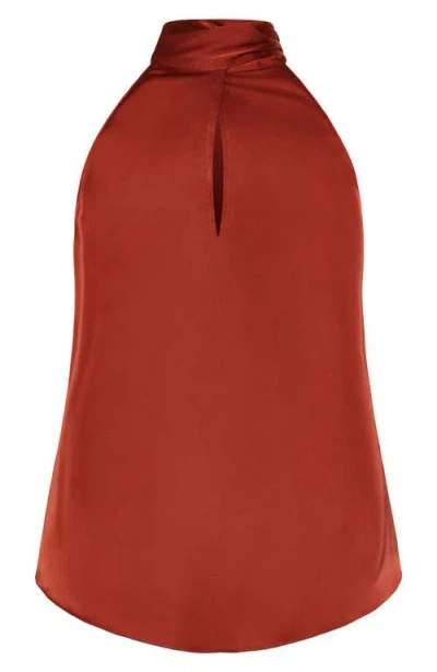 City Chic Eileen Sleeveless Satin Top In Red