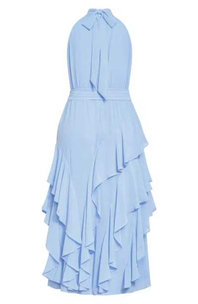 City Chic Mandy Ruffle Sleeveless Maxi Dress In Blue