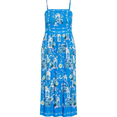 City Chic Molly Floral Midi Sundress In Blue