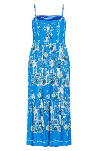 City Chic Molly Floral Midi Sundress In Blue