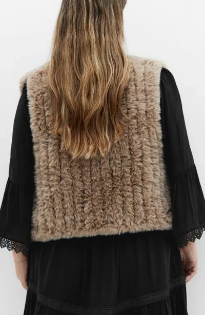 City Chic Eve Faux Fur Vest In Gray